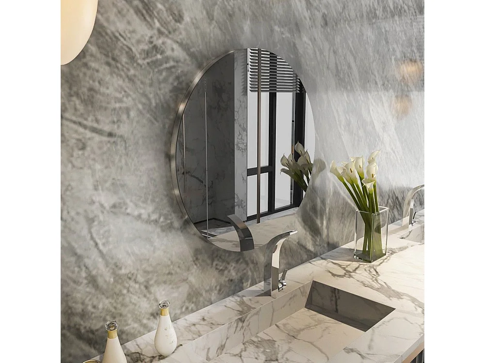 Espelho Ecológico Flotal-e 70x70cm - Design Moderno em Cinzento Escuro e Prateado