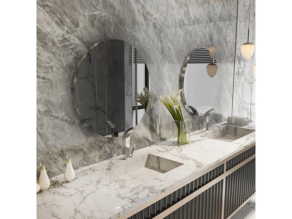 Espelho Ecológico Flotal-e 70x70cm - Design Moderno em Cinzento Escuro e Prateado