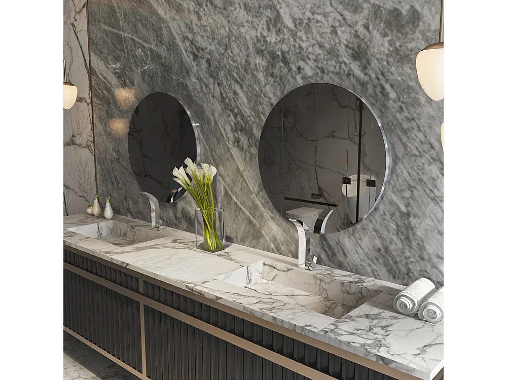 Espelho Ecológico Flotal-e 70x70cm - Design Moderno em Cinzento Escuro e Prateado