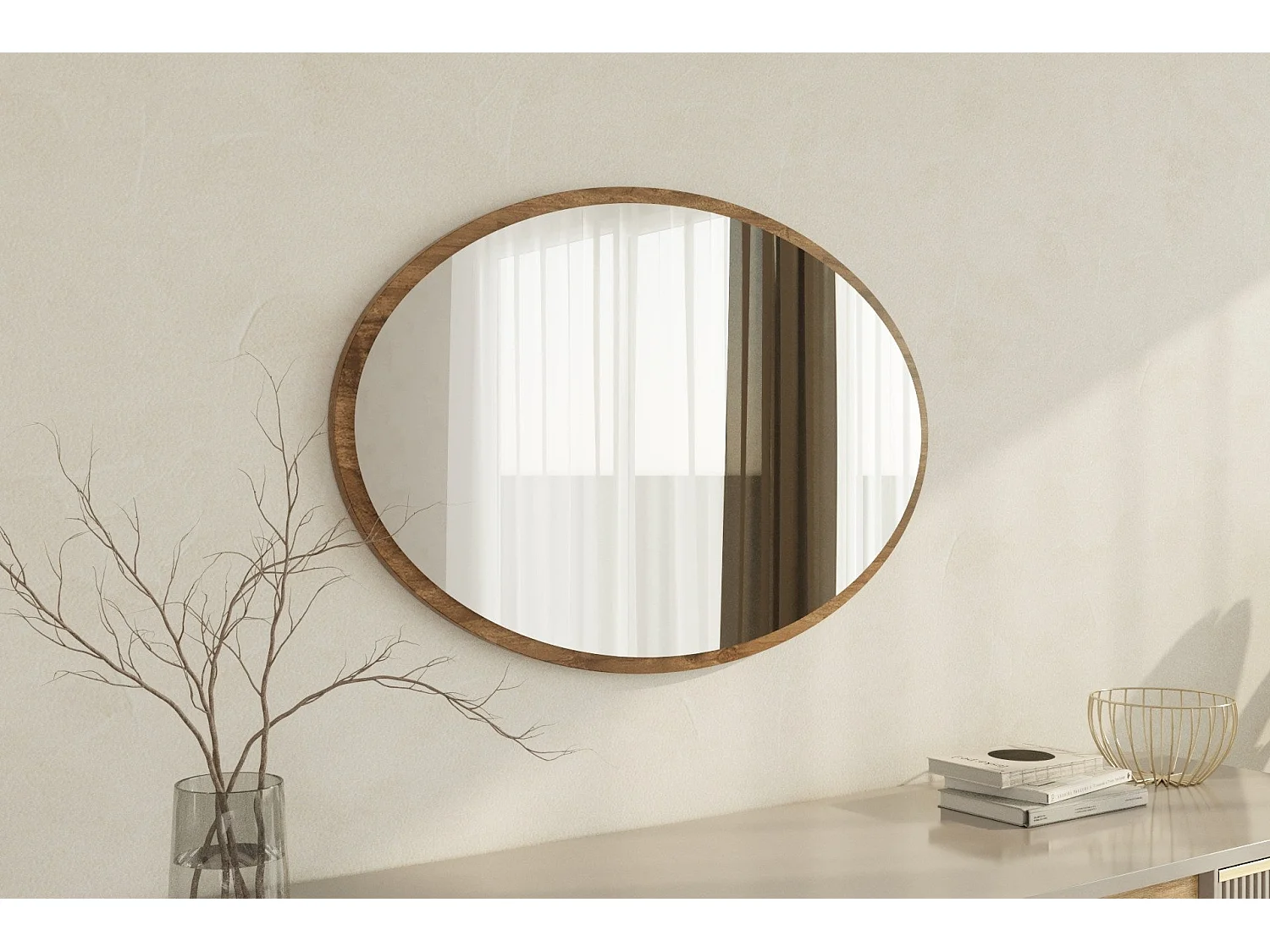 Espelho Moderno Beyo em Nogueira - 60x90cm, Design Ecológico e Elegante