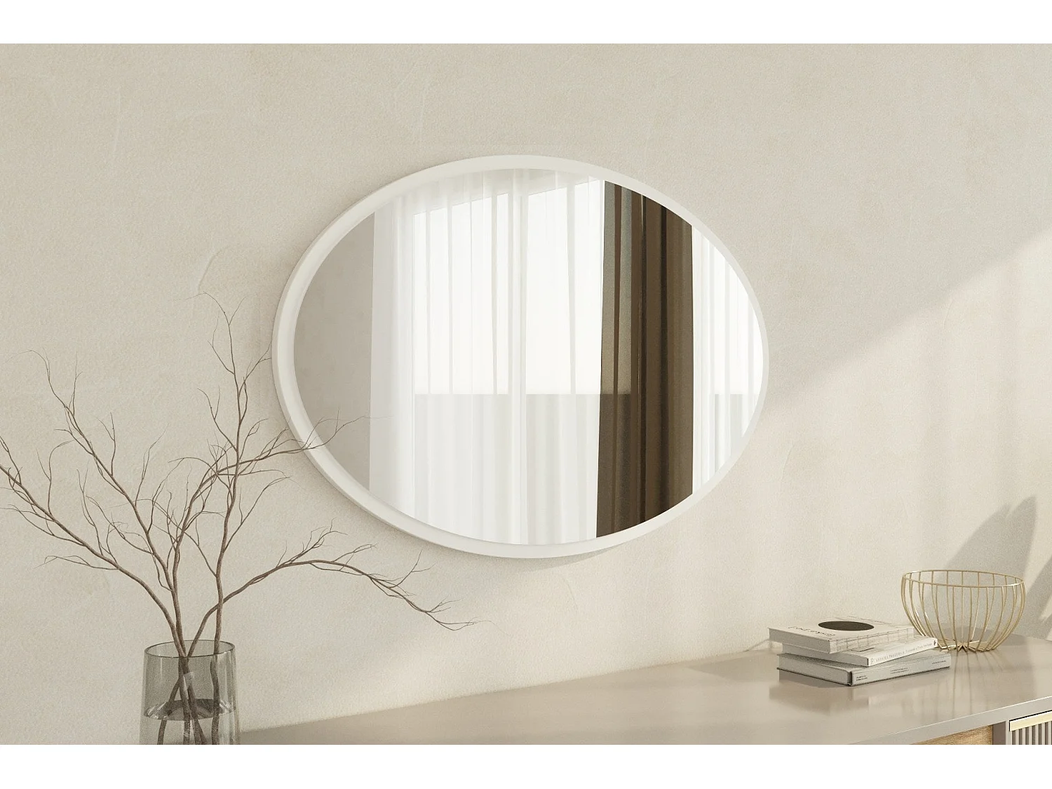 Espelho Moderno "Beyo" Ecológico - 60 x 90 cm - Branco Elegante para Decoração Sofisticada