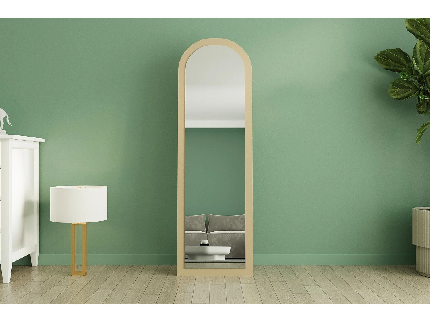 Espelho Moderno 'Emma' em MDF - 50 x 160 cm - Cor Areia Elegante para Decoração