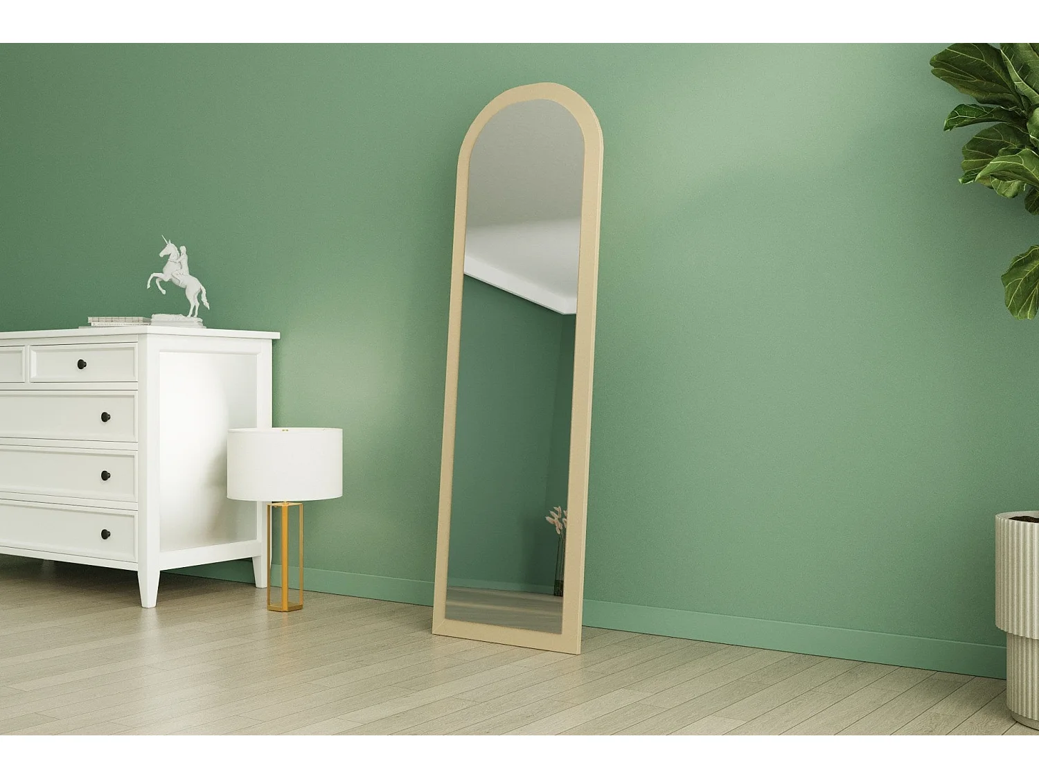 Espelho Moderno 'Emma' em MDF - 50 x 160 cm - Cor Areia Elegante para Decoração