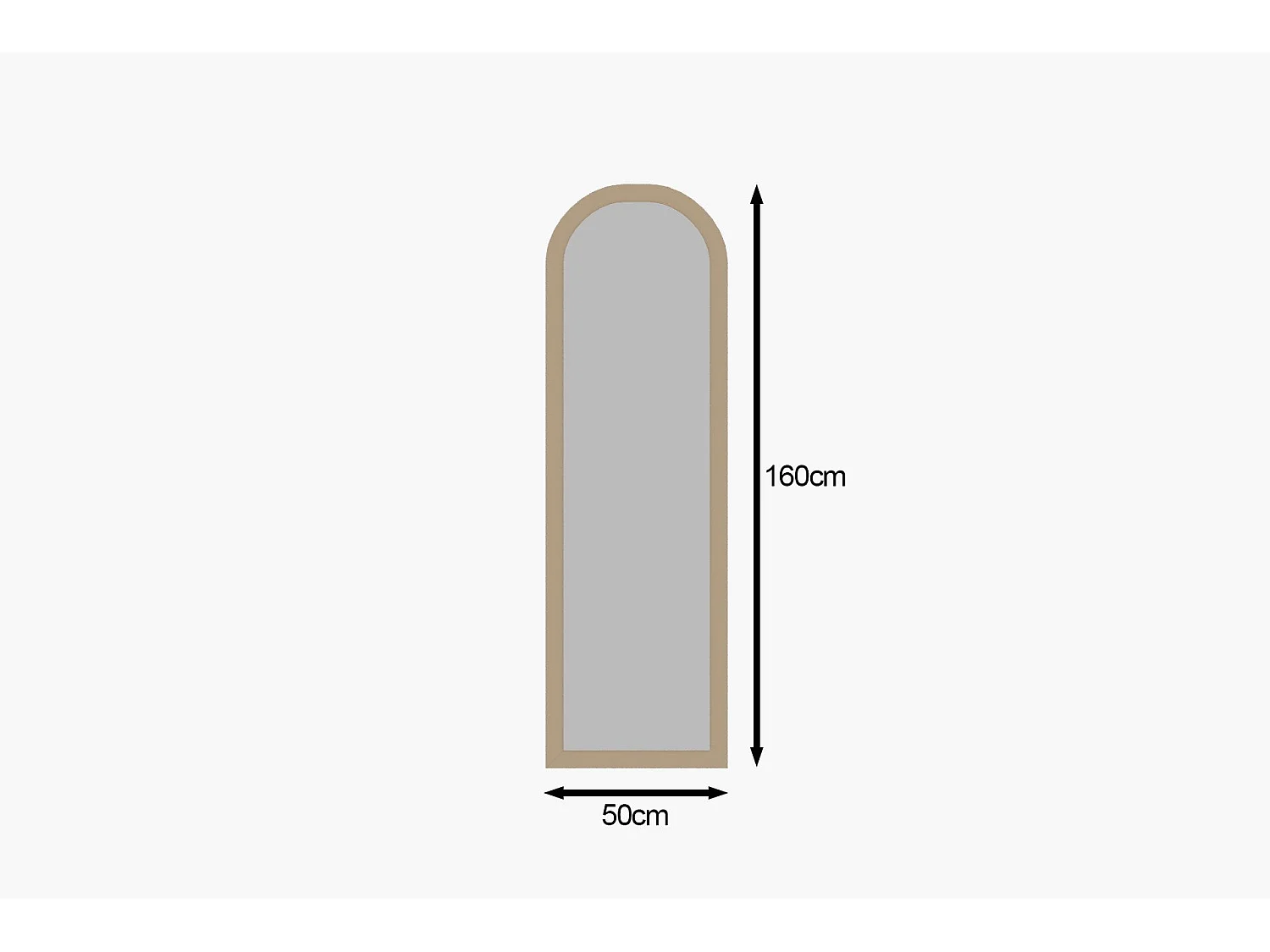 Espelho Moderno 'Emma' em MDF - 50 x 160 cm - Cor Areia Elegante para Decoração