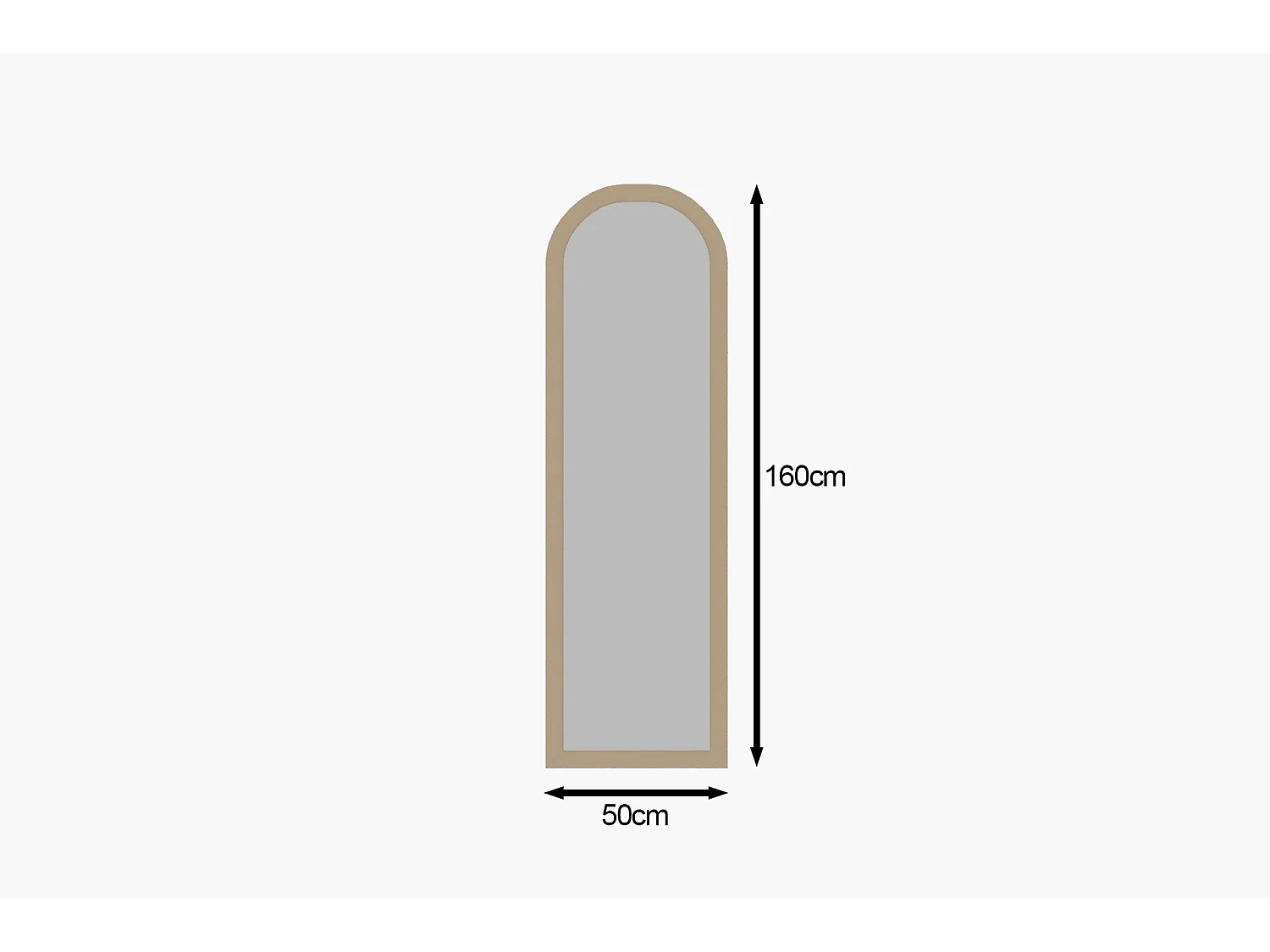 Espelho Moderno 'Emma' em MDF - 50 x 160 cm - Cor Areia Elegante para Decoração