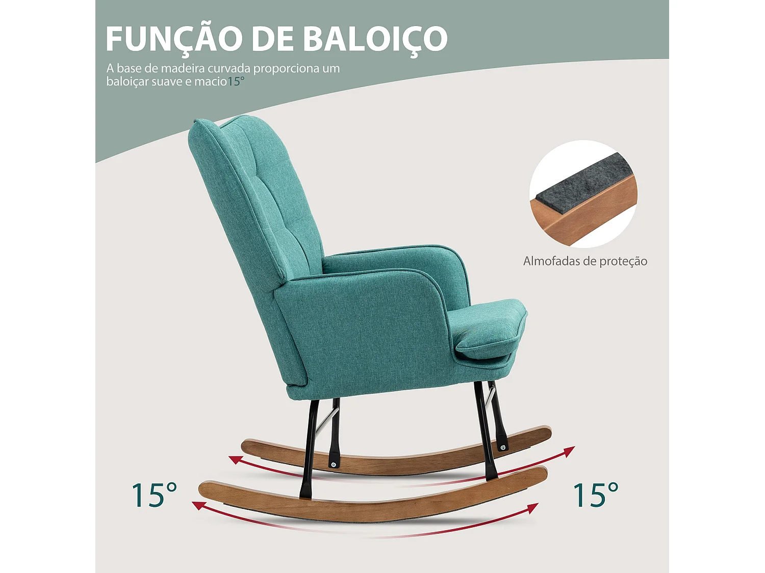 Mecedora Trampolín Homcom con reposapiés turquesa 90x64x89 cm