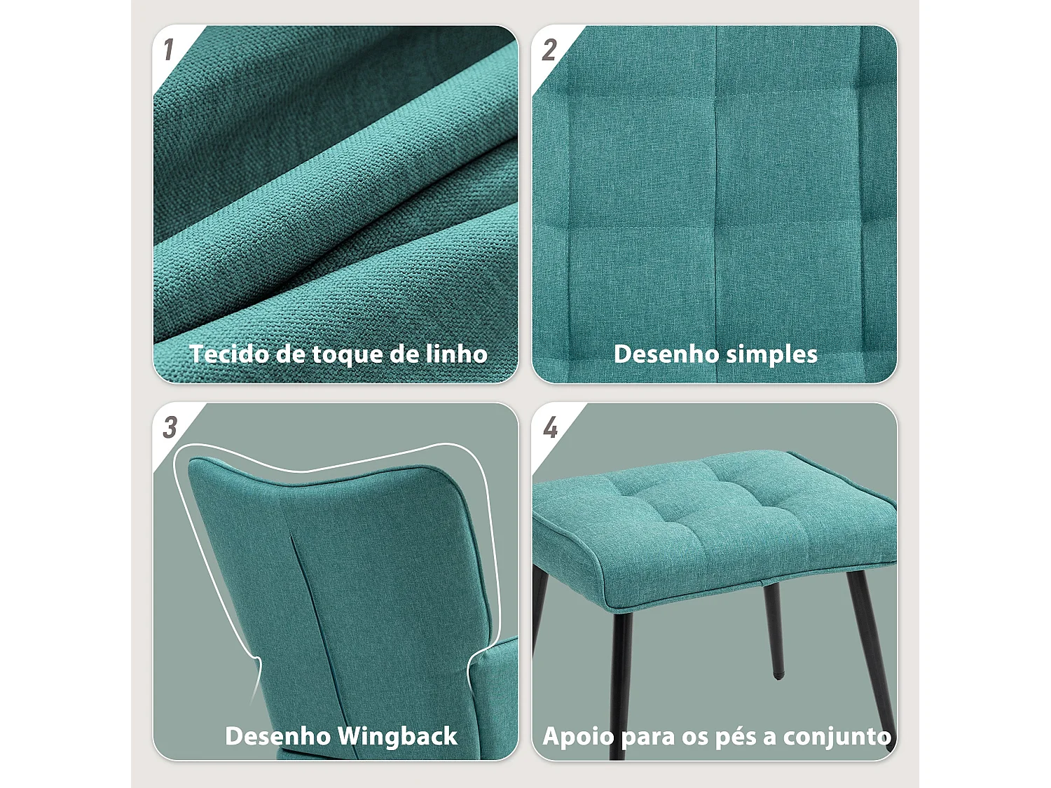 Mecedora Trampolín Homcom con reposapiés turquesa 90x64x89 cm