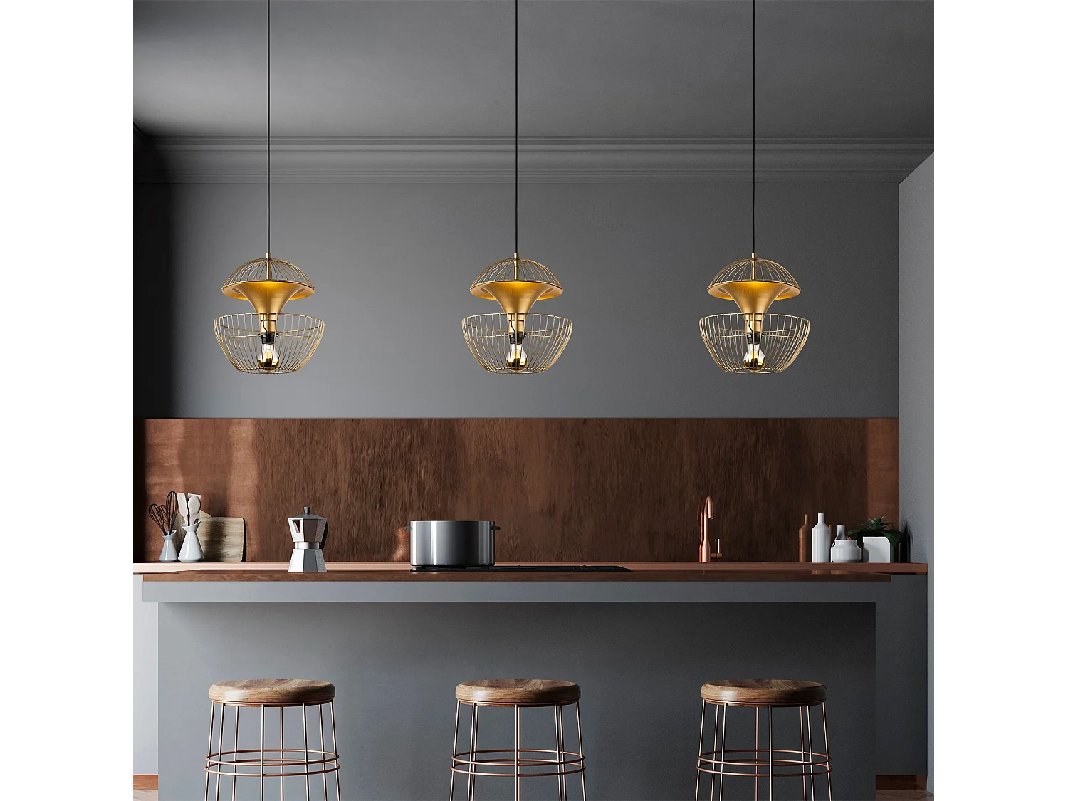 Candeeiro Dourado Brilhante Telmander - Elegância e Sofisticação para Sua Casa