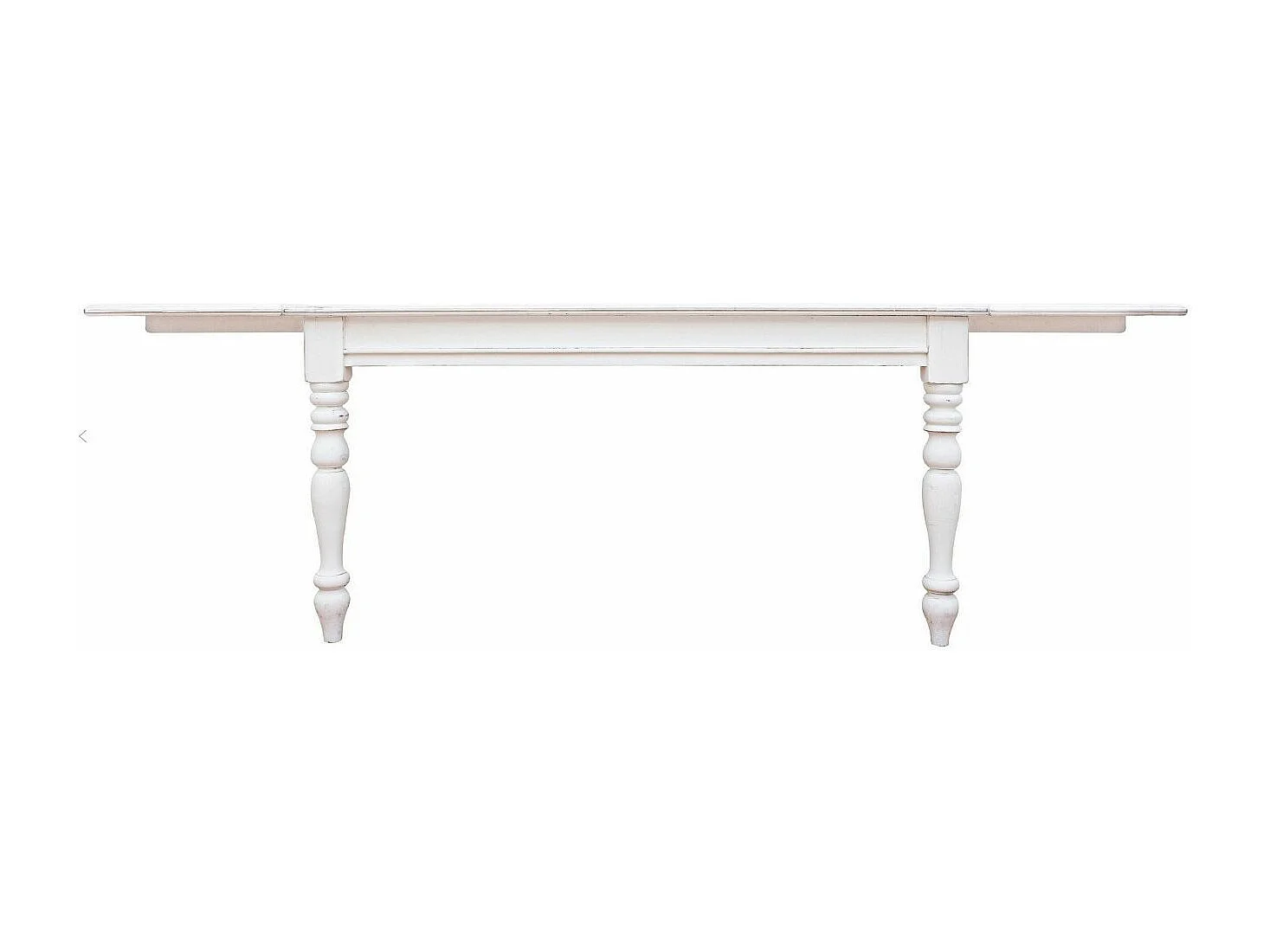 Table extensible de 150cm en bois de manguier blanc patiné Kolita 150-195-240cm