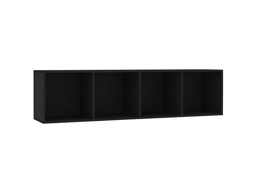 Meuble TV suspendu 4 niches bois noir Neone 143cm