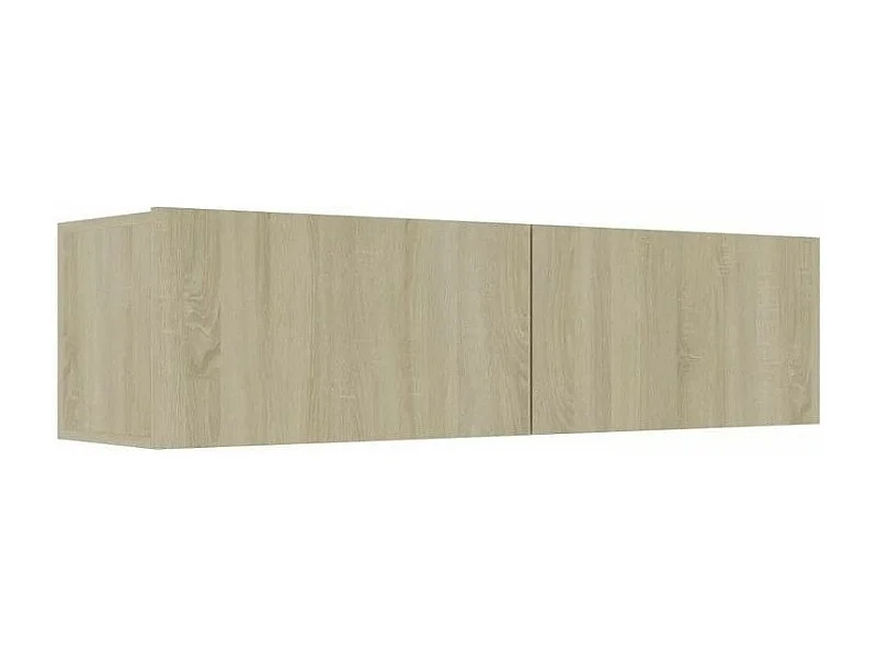 Meuble TV suspendu 2 portes bois chêne clair Oned 120cm