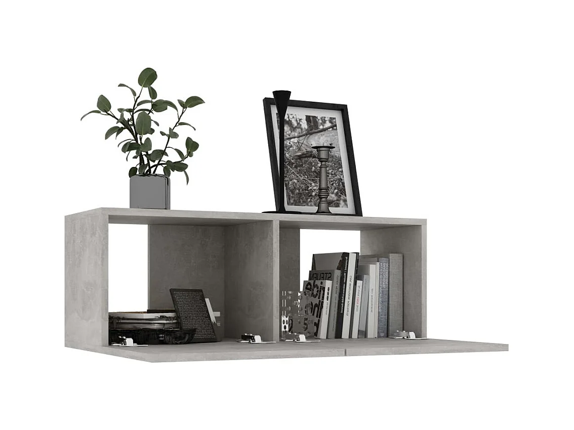 Meuble TV suspendu Gris béton 80x30x30