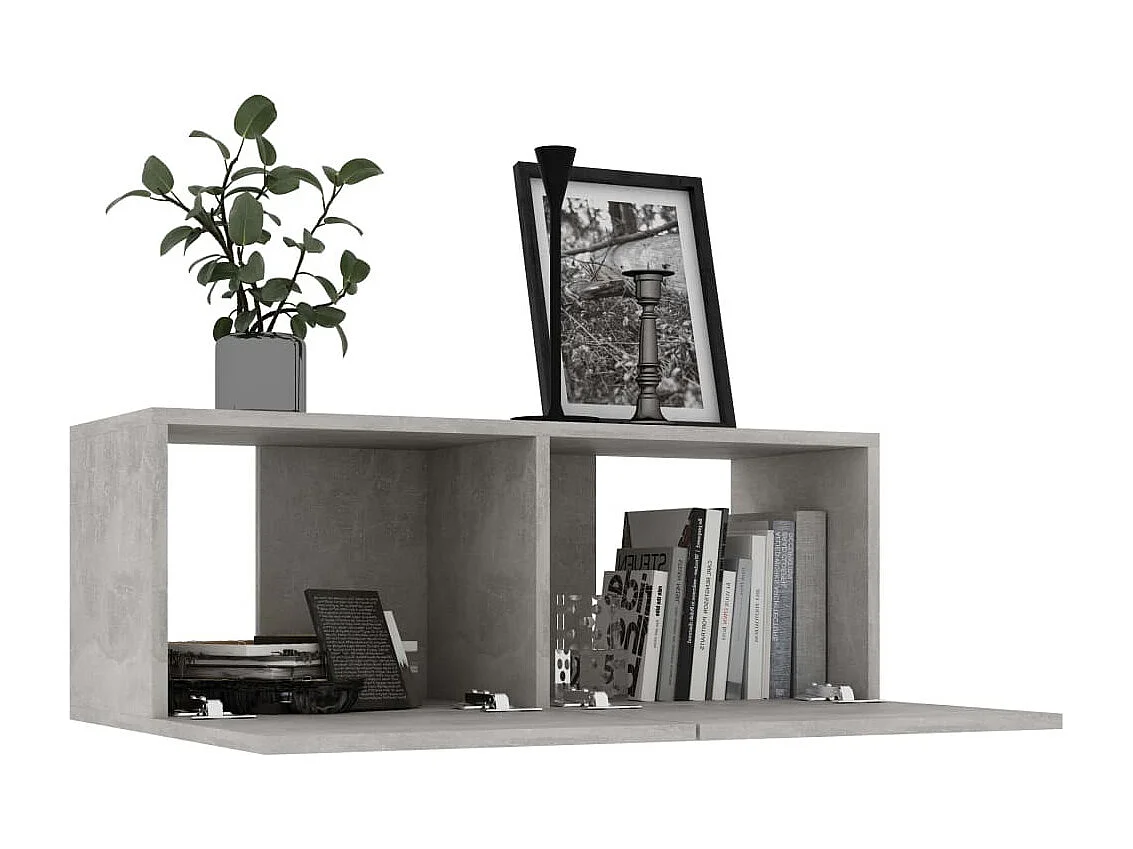 Meuble TV suspendu Gris béton 80x30x30