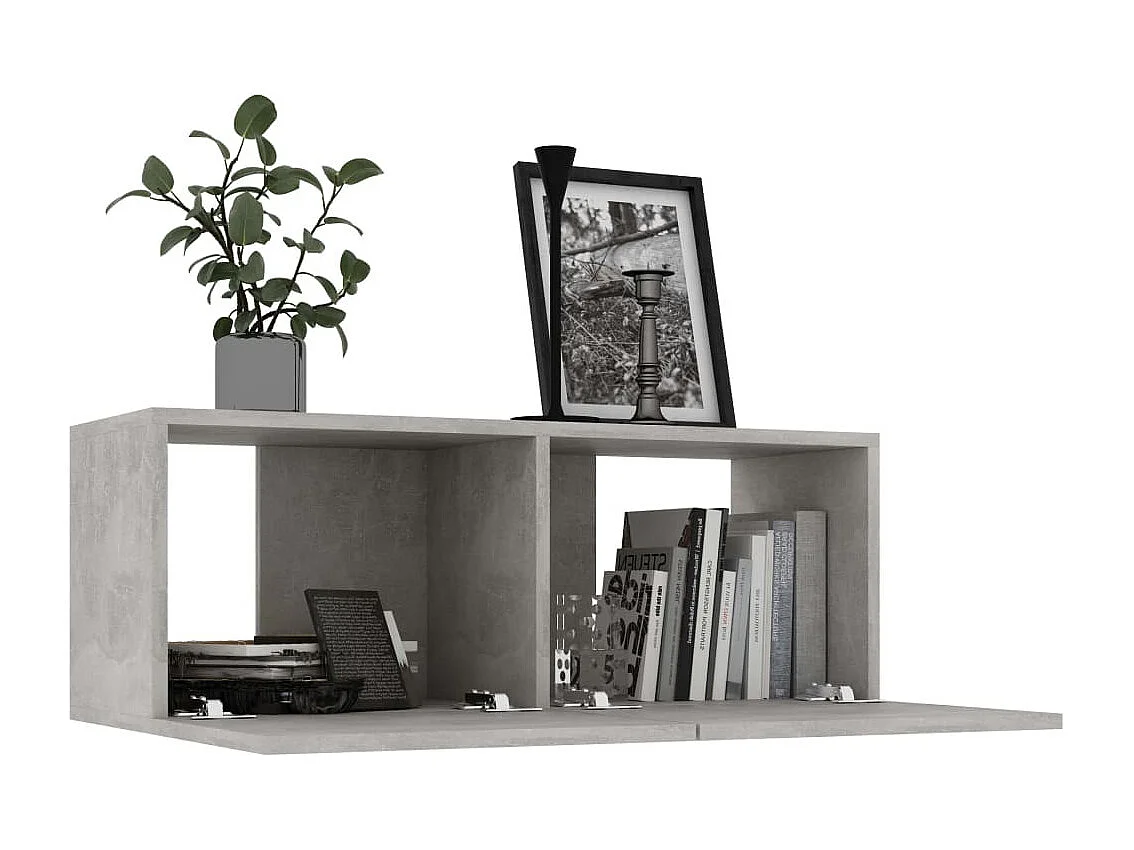 Meuble TV suspendu Gris béton 80x30x30