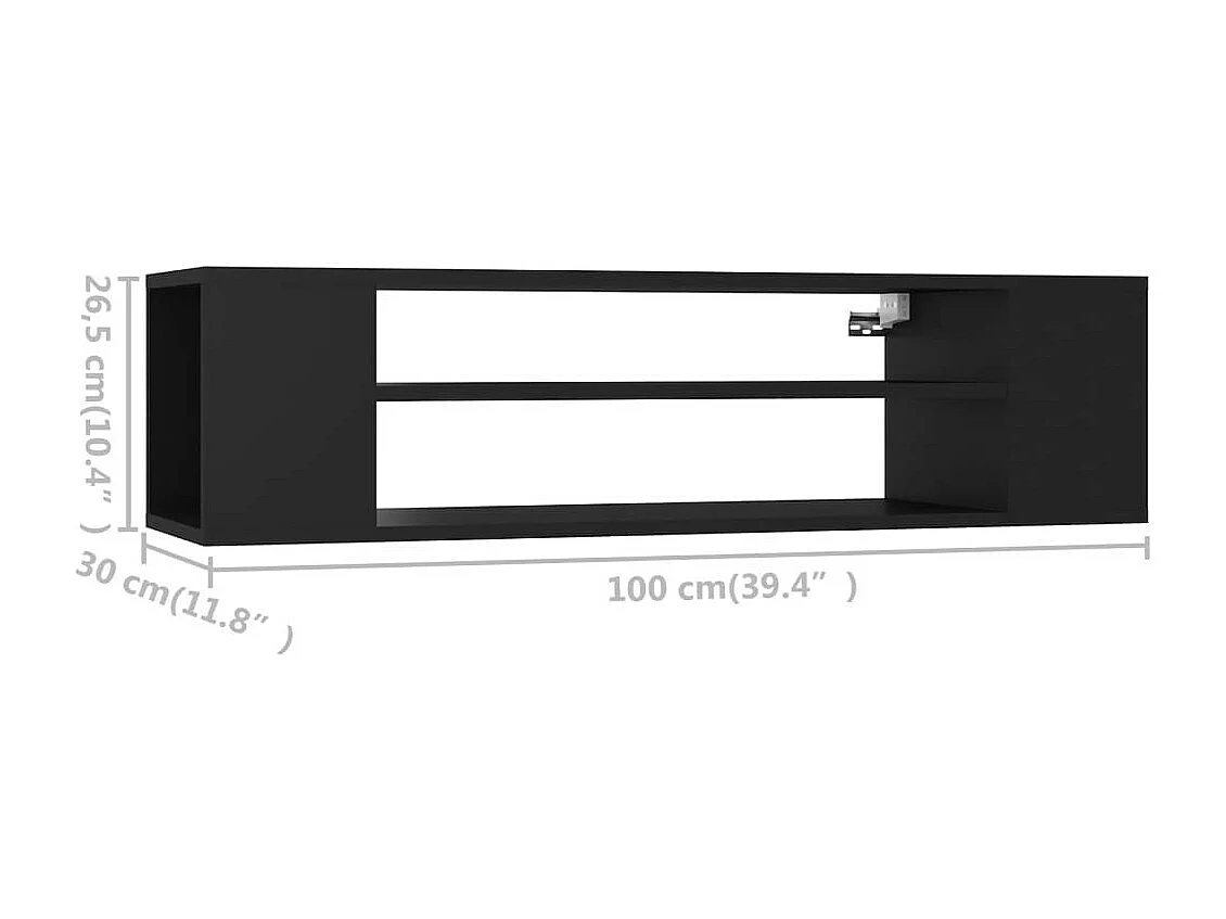 Meuble TV suspendu Noir 100x30x26,5