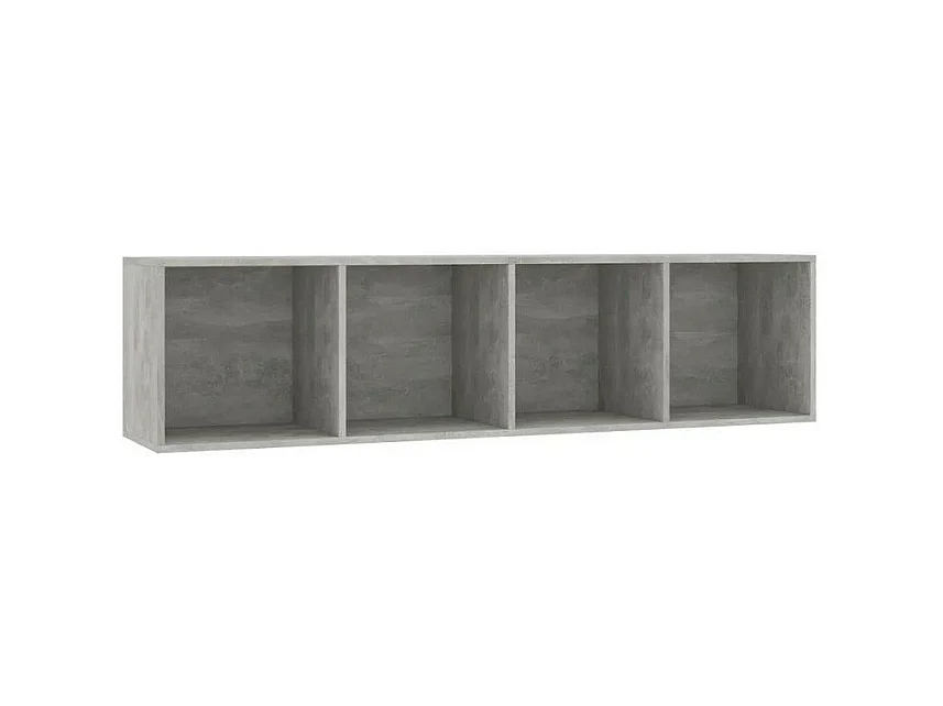 Meuble TV suspendu 4 niches bois gris effet béton Neone 143cm