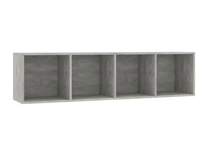 Meuble TV suspendu 4 niches bois gris effet béton Neone 143cm