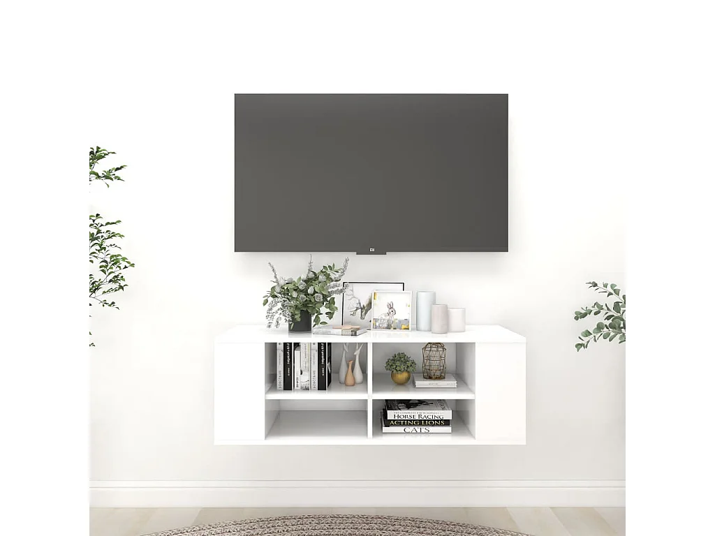 Meuble TV mural Blanc 102x35x35