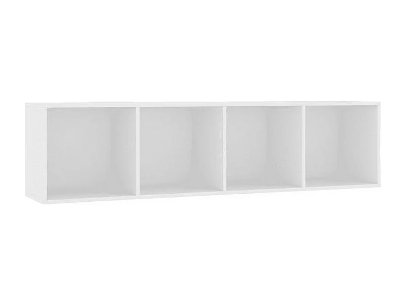 Meuble TV suspendu 4 niches bois blanc Neone 143cm