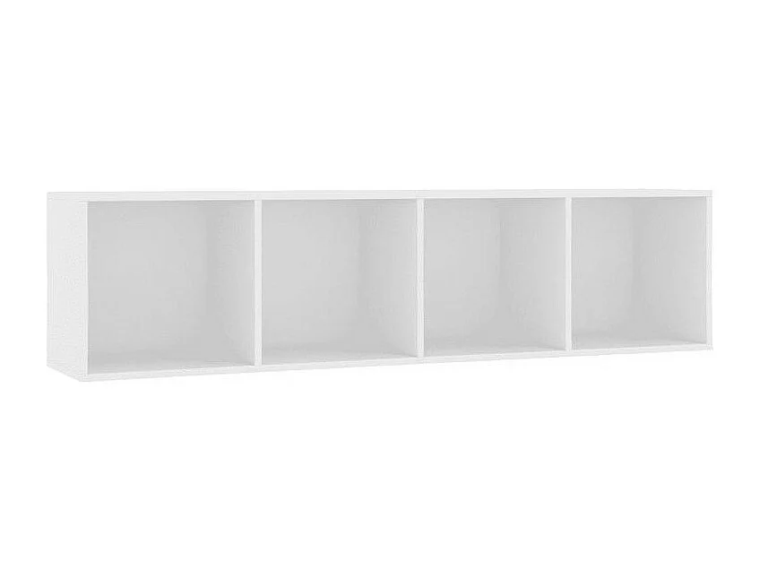 Meuble TV suspendu 4 niches bois blanc Neone 143cm