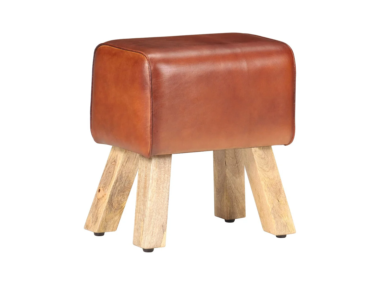 Banc saut de cheval 38cm Marron Cuir véritable et manguier