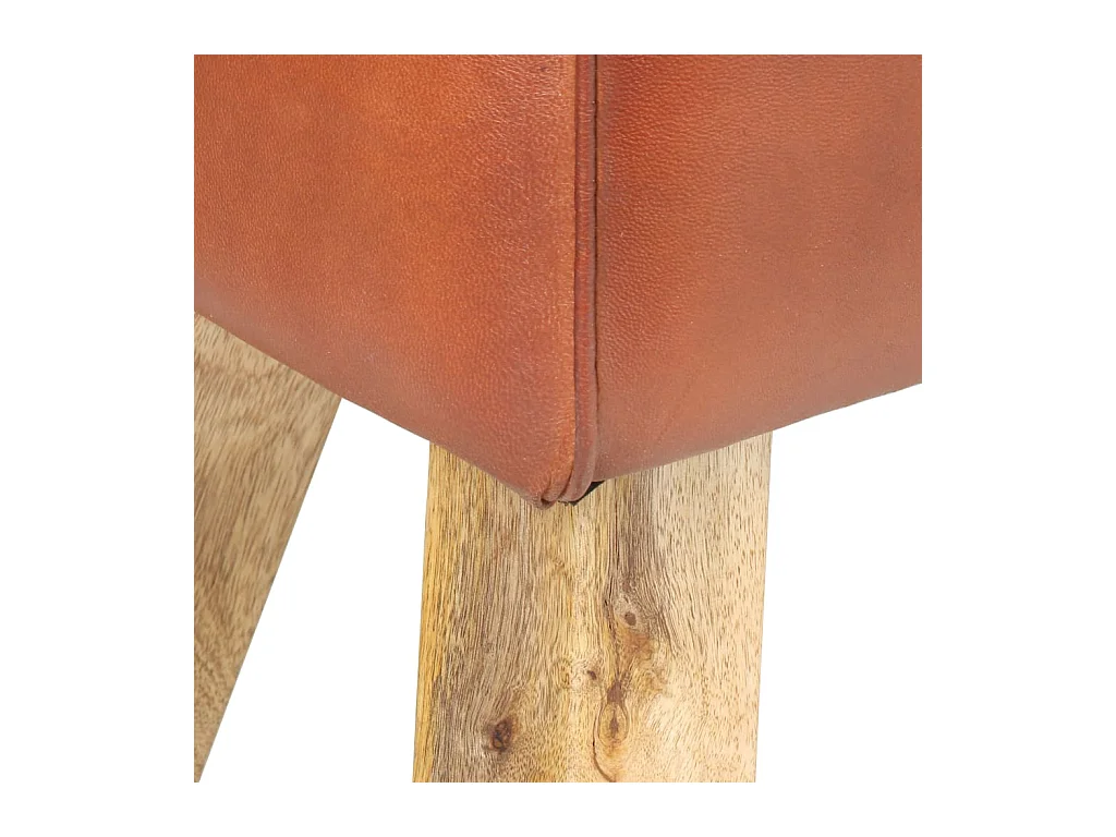 Banc saut de cheval 38cm Marron Cuir véritable et manguier