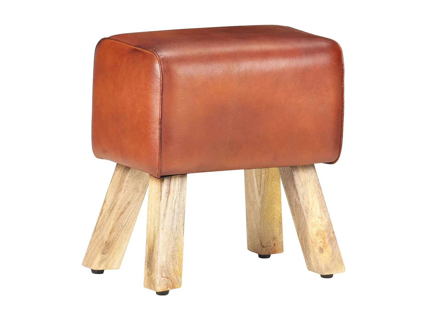 Banc saut de cheval 38cm Marron Cuir véritable et manguier