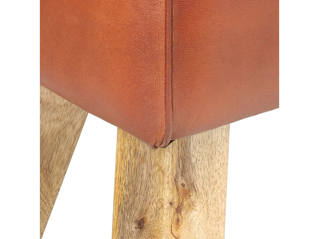 Banc saut de cheval 38cm Marron Cuir véritable et manguier
