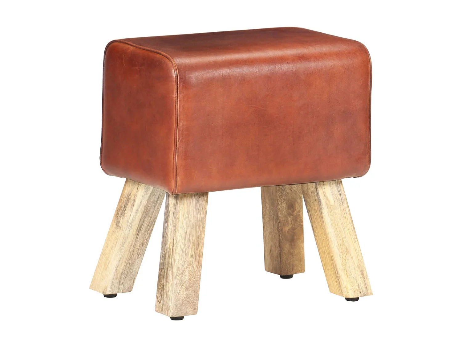 Banc saut de cheval 38cm Marron Cuir véritable et manguier