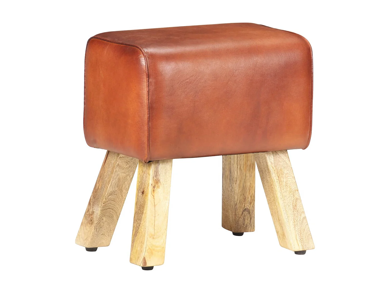 Banc saut de cheval 38cm Marron Cuir véritable et manguier