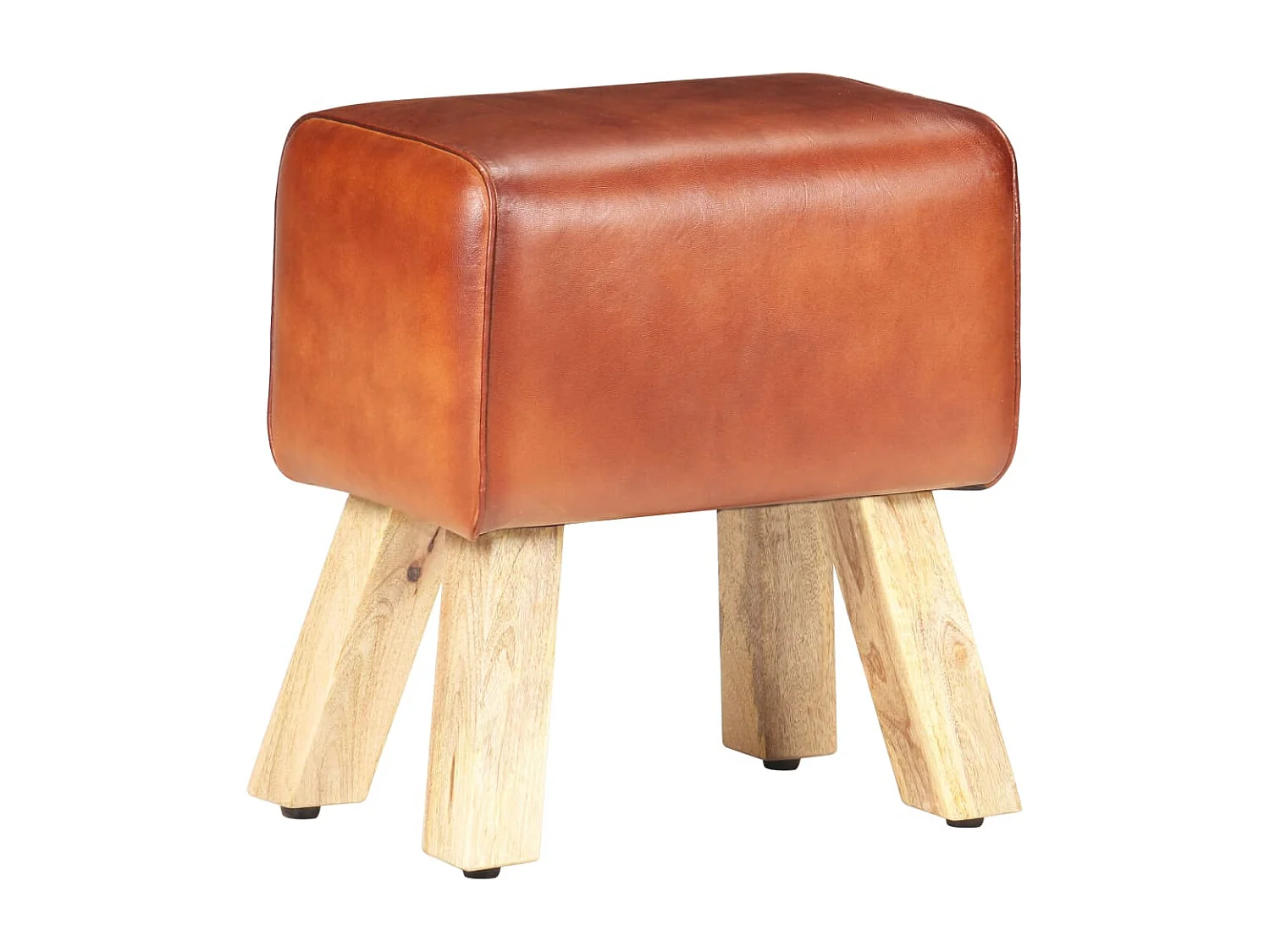 Banc saut de cheval 38cm Marron Cuir véritable et manguier