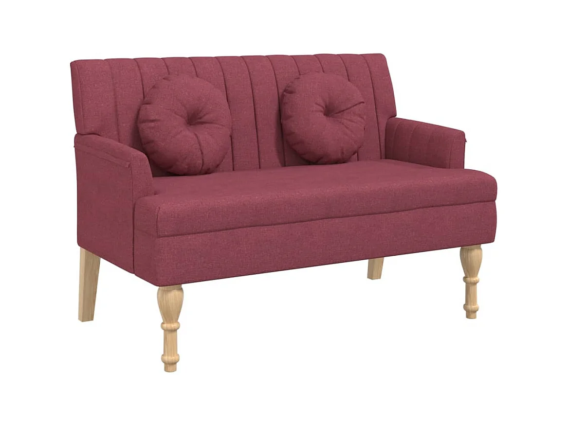 Banc avec coussins rouge bordeaux 113x64,5x75,5 tissu