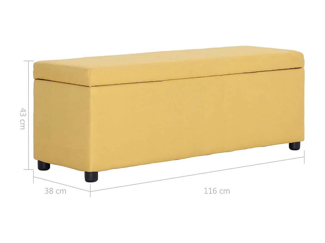 Banc avec compartiment de rangement 116cm Jaune Polyester