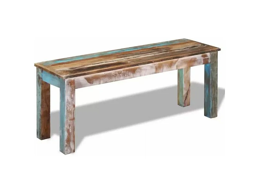 Banc bois massif recyclé multicolore Moust 110cm