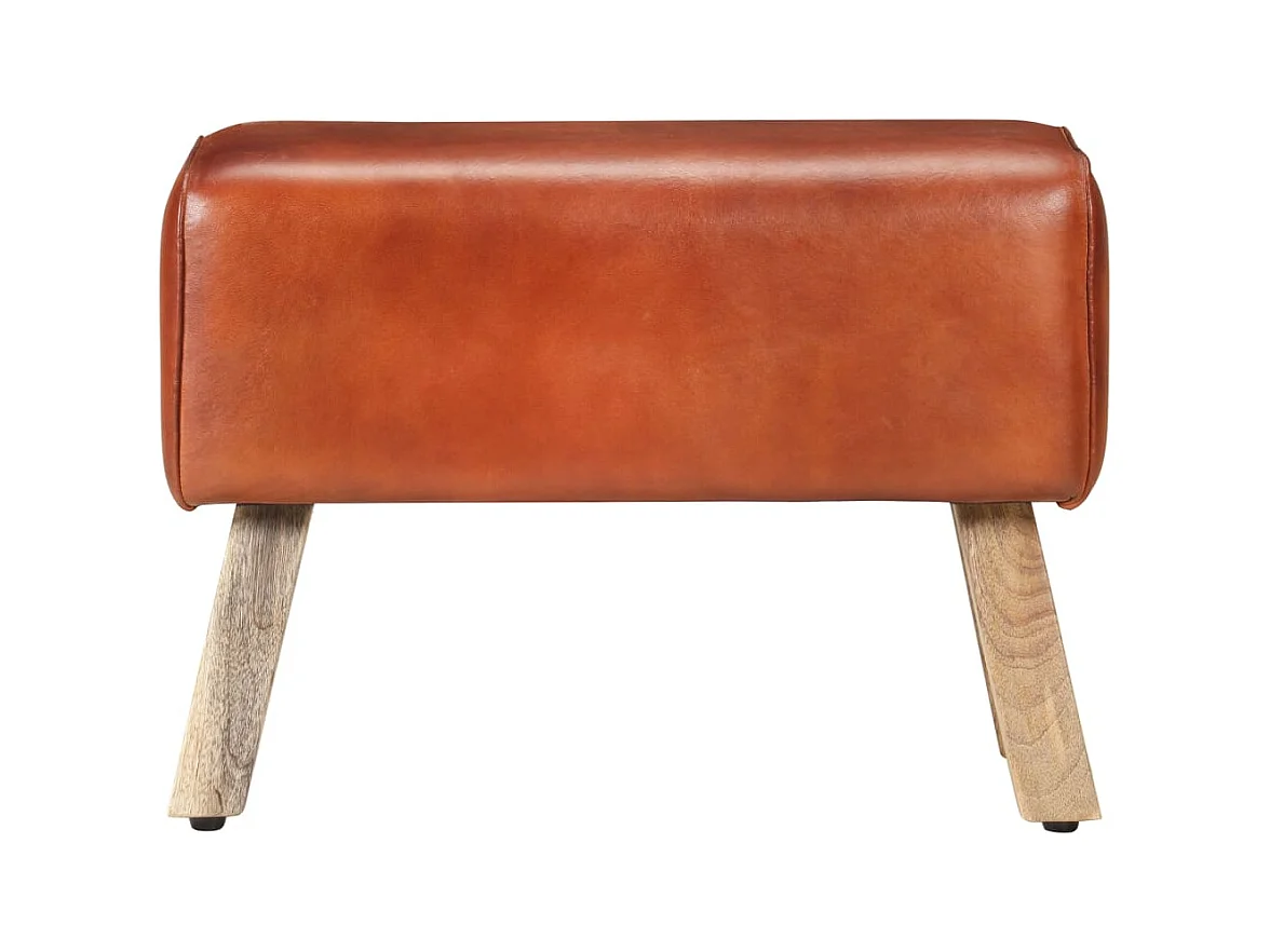 Banc saut de cheval 58cm Marron Cuir véritable et bois manguier