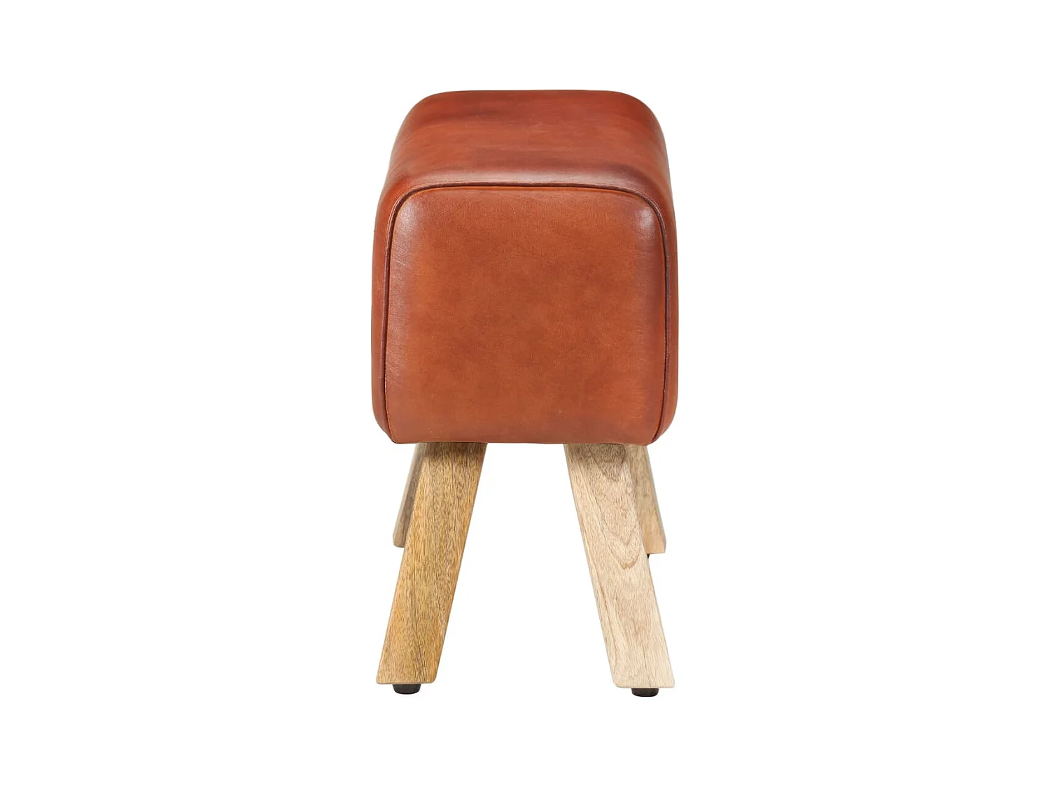 Banc saut de cheval 58cm Marron Cuir véritable et bois manguier