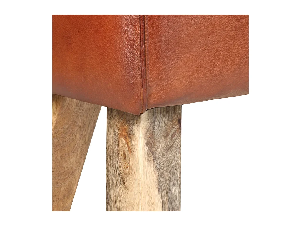 Banc saut de cheval 58cm Marron Cuir véritable et bois manguier