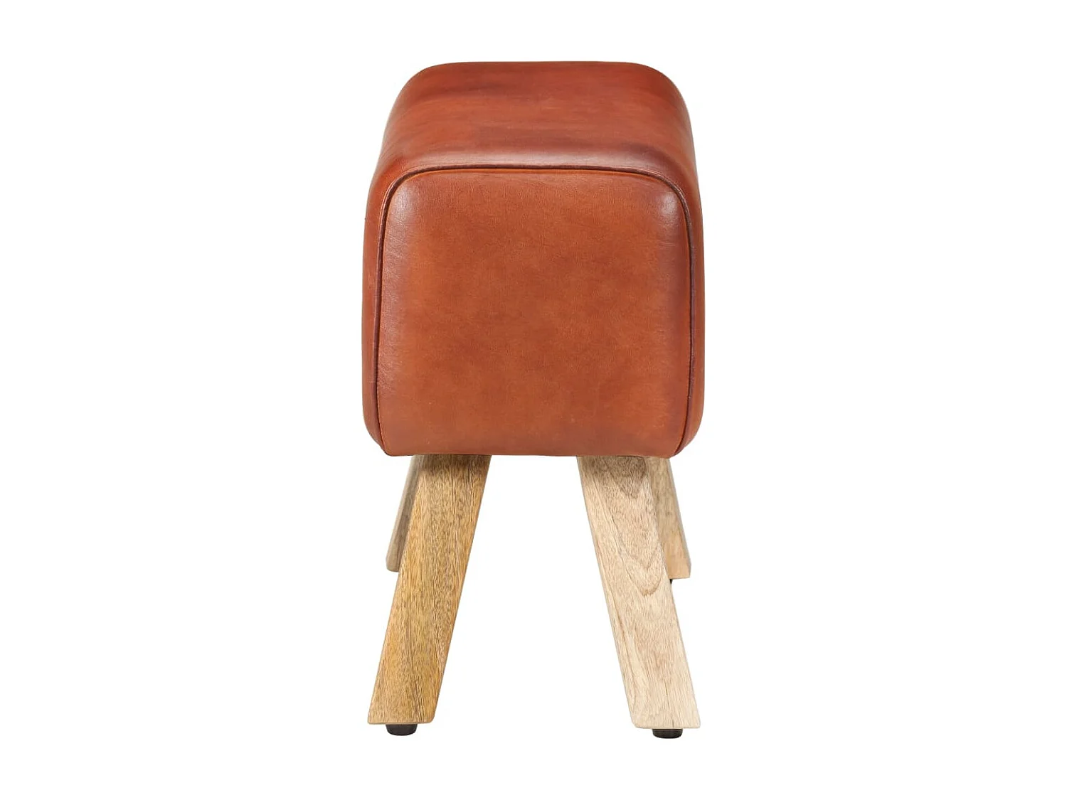 Banc saut de cheval 58cm Marron Cuir véritable et bois manguier