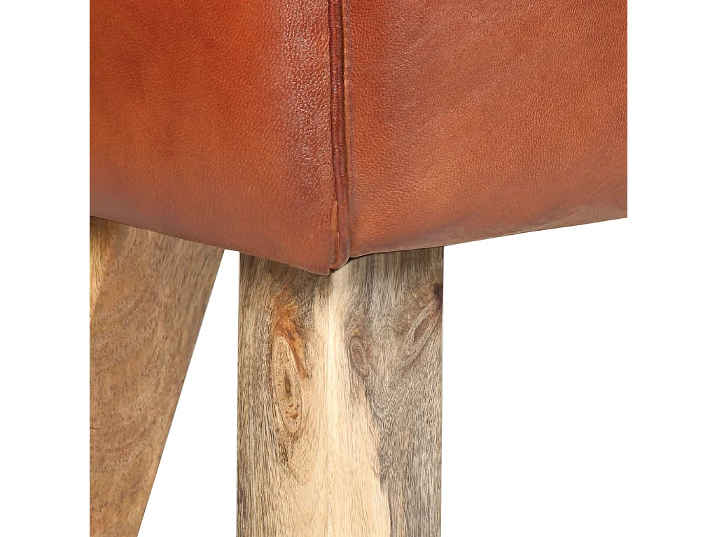 Banc saut de cheval 58cm Marron Cuir véritable et bois manguier