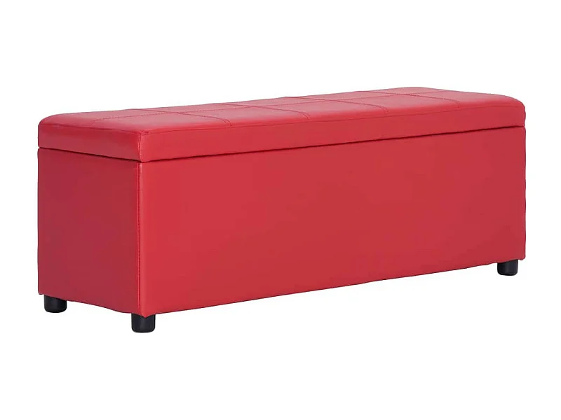 Banc avec compartiment de rangement 116cm Rouge Similicuir