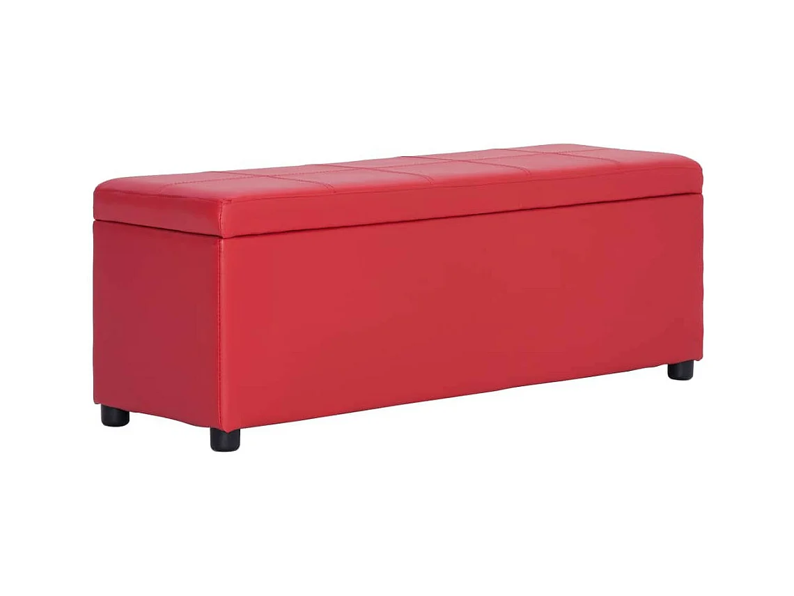 Banc avec compartiment de rangement 116cm Rouge Similicuir