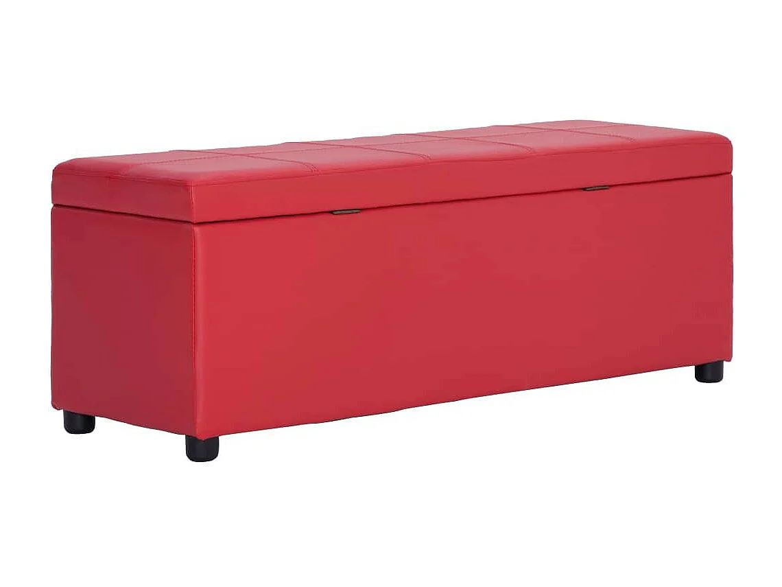 Banc avec compartiment de rangement 116cm Rouge Similicuir