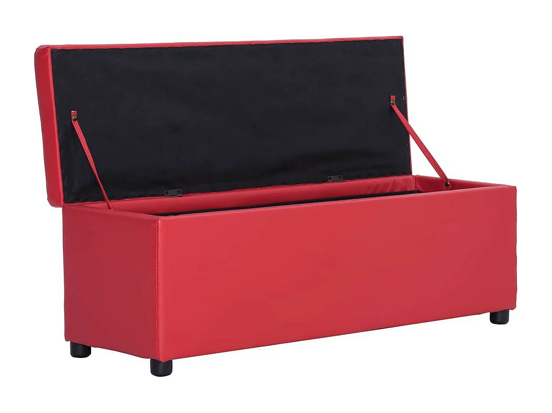 Banc avec compartiment de rangement 116cm Rouge Similicuir
