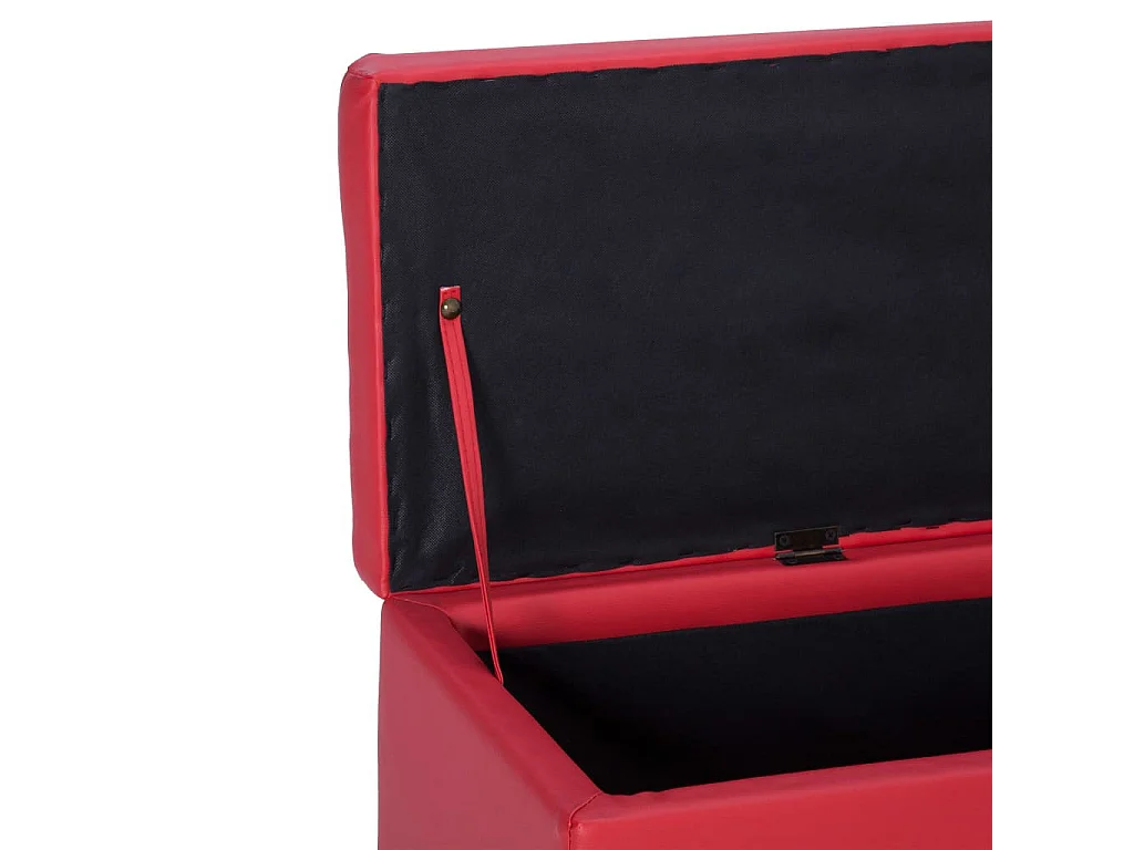 Banc avec compartiment de rangement 116cm Rouge Similicuir