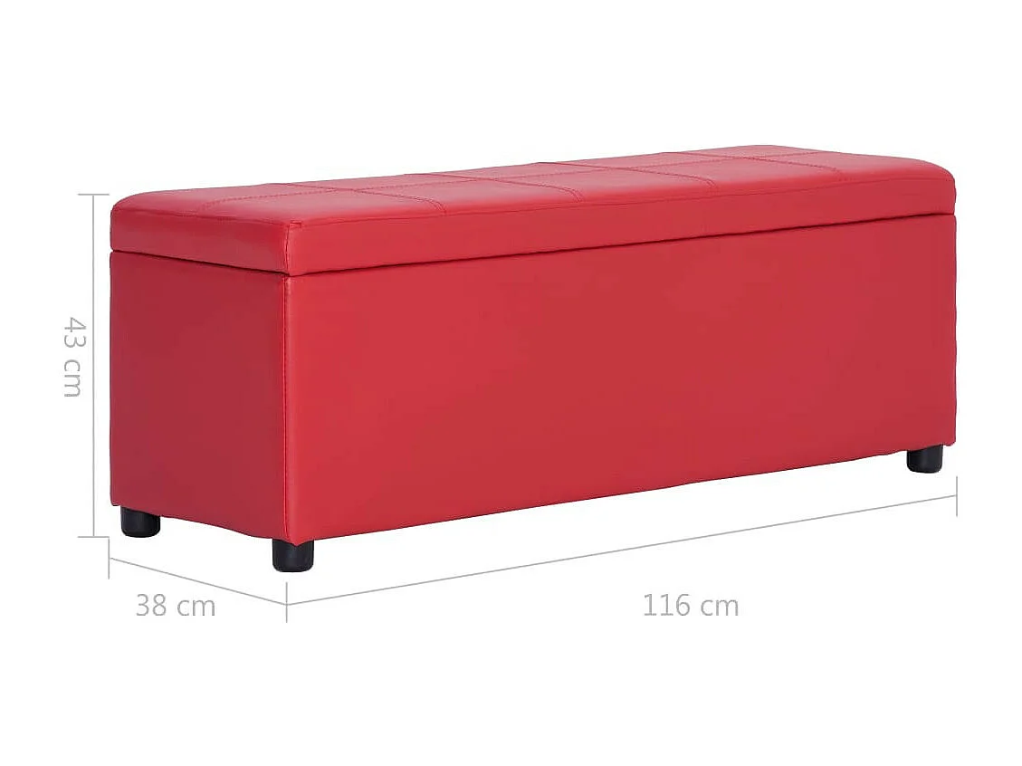 Banc avec compartiment de rangement 116cm Rouge Similicuir