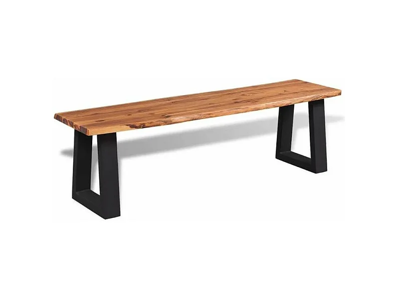 Banc acacia massif clair et pieds métal noir Aqua