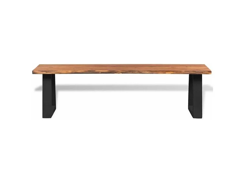 Banc acacia massif clair et pieds métal noir Aqua