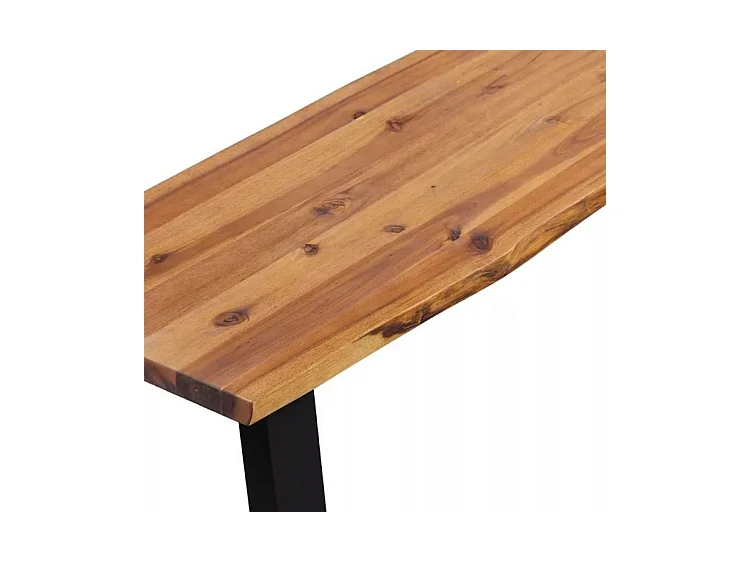 Banc acacia massif clair et pieds métal noir Aqua