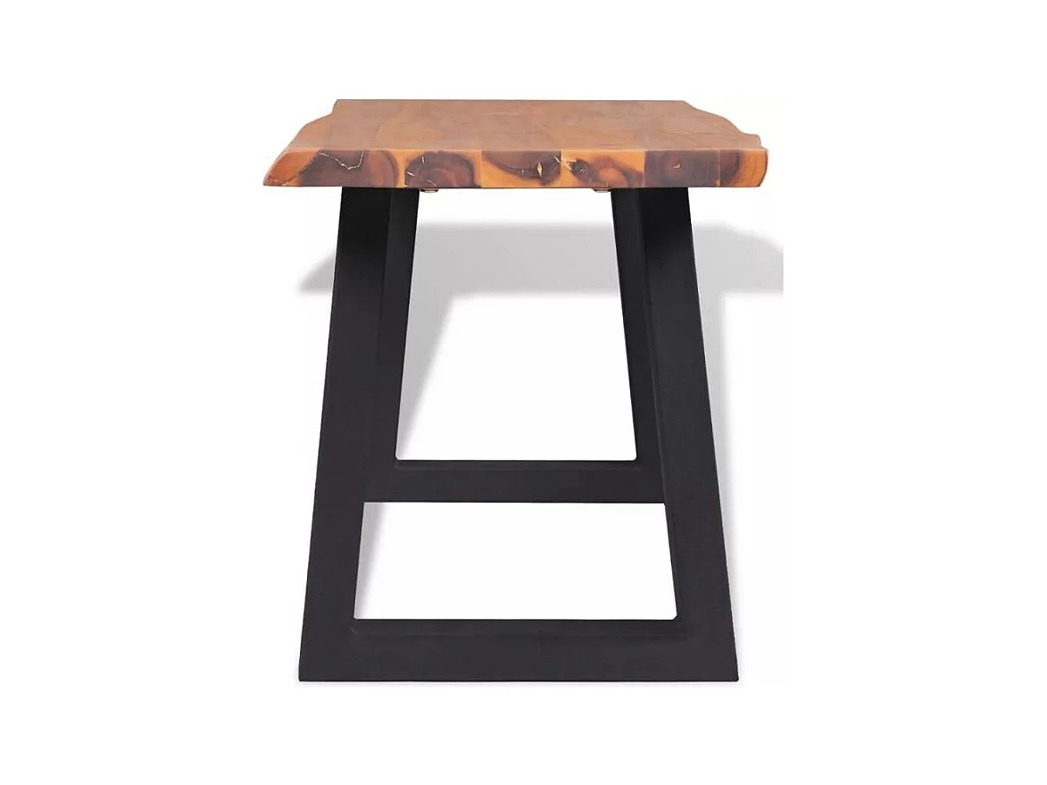 Banc acacia massif clair et pieds métal noir Aqua