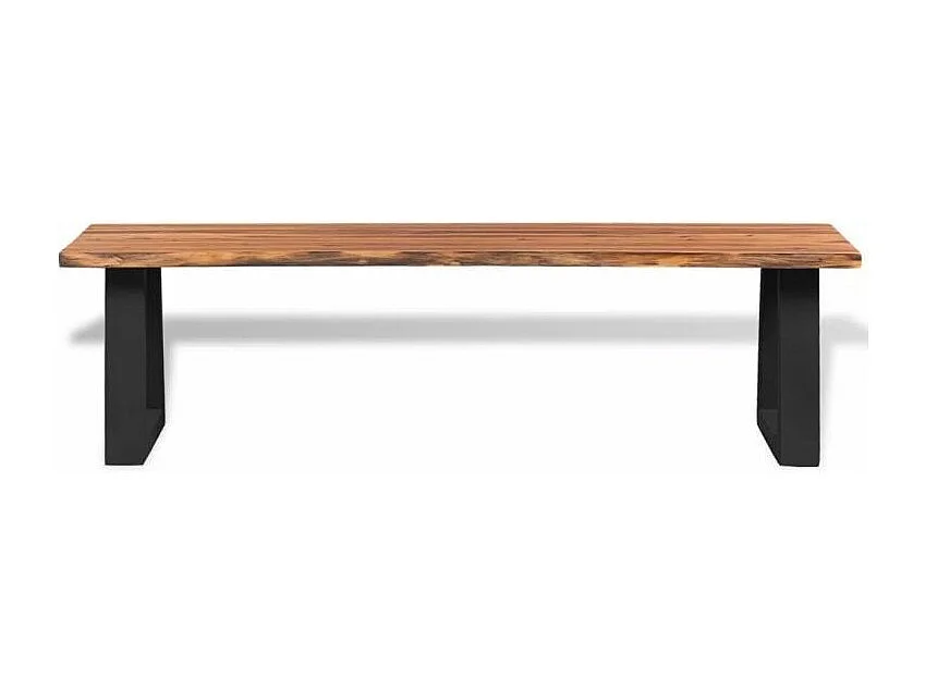 Banc acacia massif clair et pieds métal noir Aqua